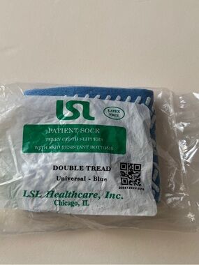 LSL Healthcare Patient Sock Terry Cloth Slippers Universal Blue Double Tread